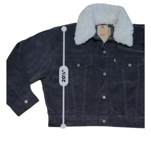 Levi Strauss Women Corduroy Crop Trucker Jacket With Sherpa Collar Size L NWT - Picture 4 of 8